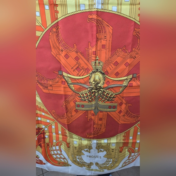 Hermes Silk Scarf Philippe Ledoux Proues Limited Edition Rare - Picture 3 of 5